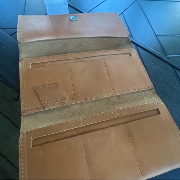 ABLE tan leather fold out ladies wallet distressed western boho chic - Picture 4 of 9